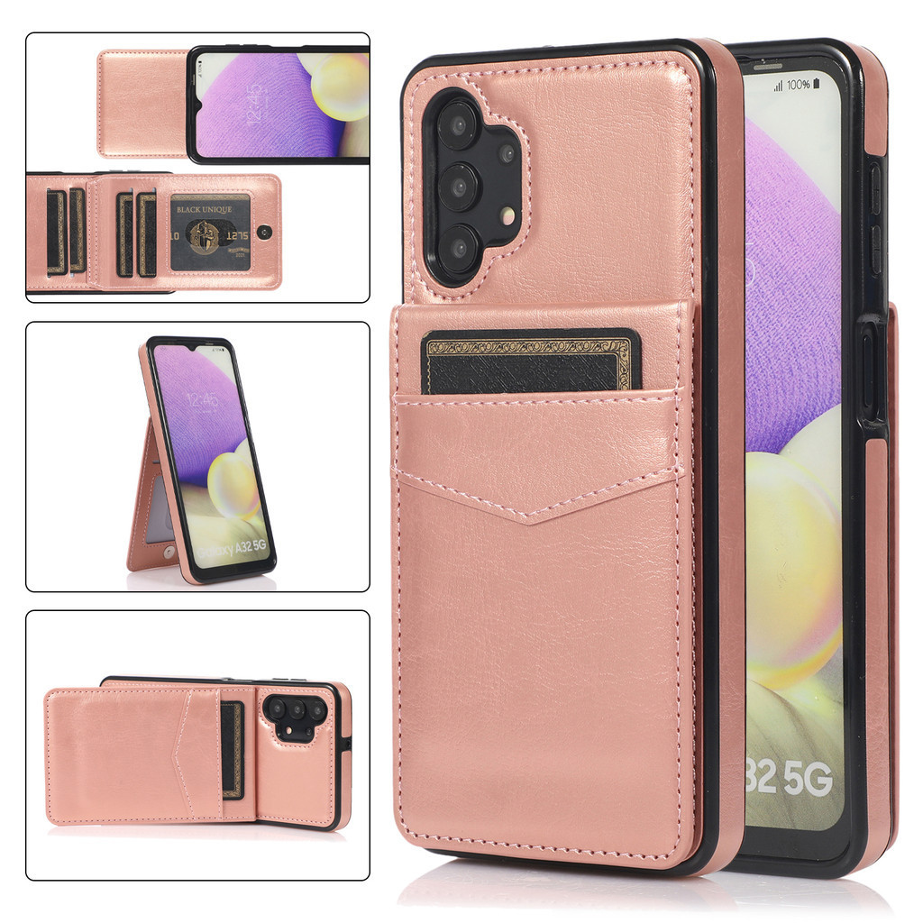 SAMSUNG กระเป๋าสตางค์หนังหรูหราเคสโทรศัพท์สําหรับsamsung Galaxy A72 A42 A32 A13 A33 A53 A22 A82 A73 A14 A15 A54 A55 A35 A40 A16 ปลอกพร้อมช่องใส่การ์ดขาตั้ง