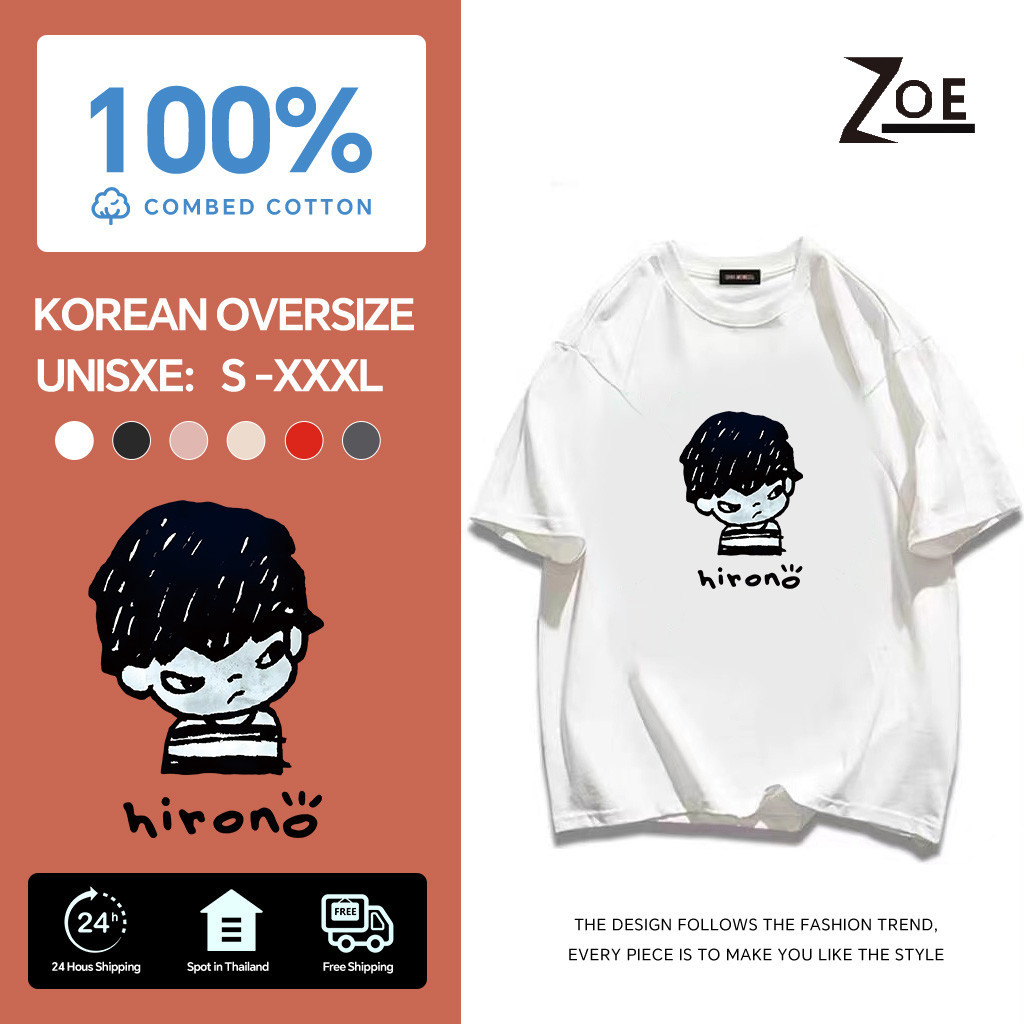 ZOE(จัดส่งตลอด 24 ชั่วโมง) POPMART HIR ONO ,เสื้อยืด น่ารัก คอกลม คอตตอน เสื้อแขนสั้น คอตตอ 100% S-3XL