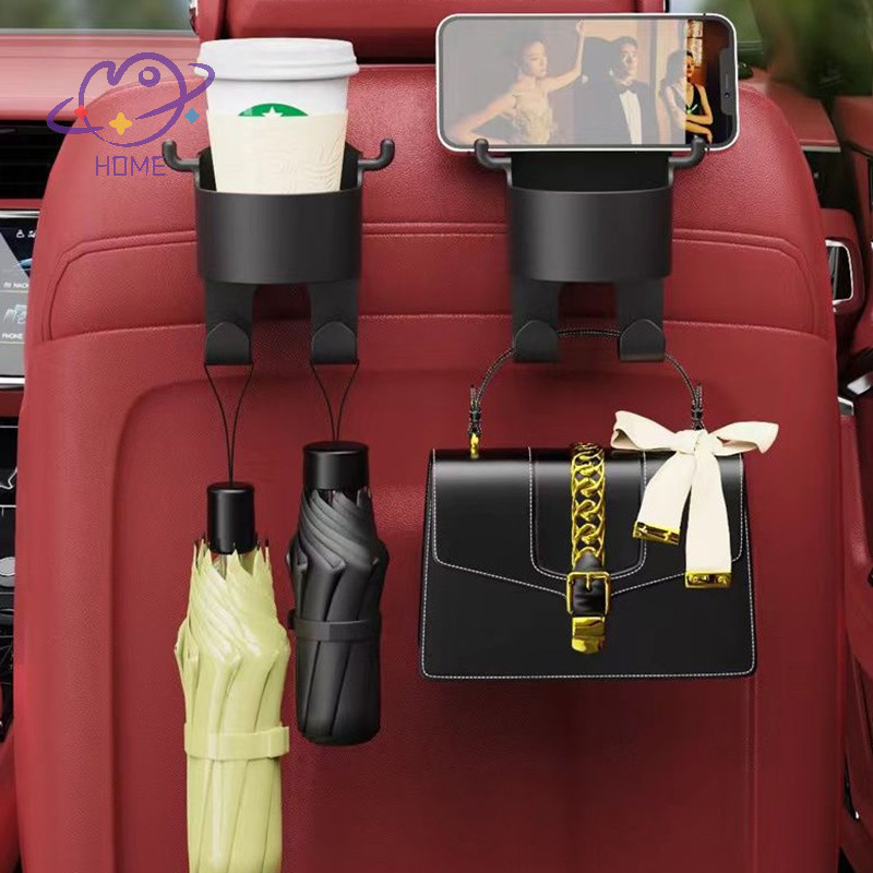[mayhome] Car Seat Headrest Hook Hanger Storage Organizer Universal พร้อมที่วางแก้วสําหรับกระเป๋าถือ Fit Universal Vehicle Car Accessories {TH}