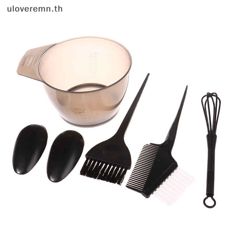 Ulo 5 ชิ้นแปรงย้อมผมชุดชามหูหมวกผสม Rod ผม Tint Dying สี Applicator แปรง Hairdressing สไตล์อุปกรณ์เสริม TH