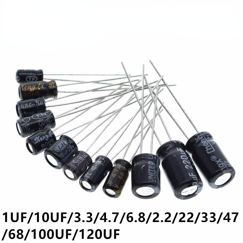 400V In-Line อลูมิเนียม Electrolytic Capacitor 1 10 3.3/4.7/2.2/15/22/33/47/68/100 120uF 2.2uF 8x12 10x17 12x17 12x26 12x30