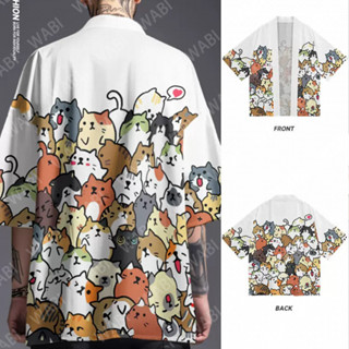 แมวพิมพ์กิโมโนฮาราจูกุชายและหญิงชุดยูกาตะญี่ปุ่นขนาดใหญ่พิเศ…