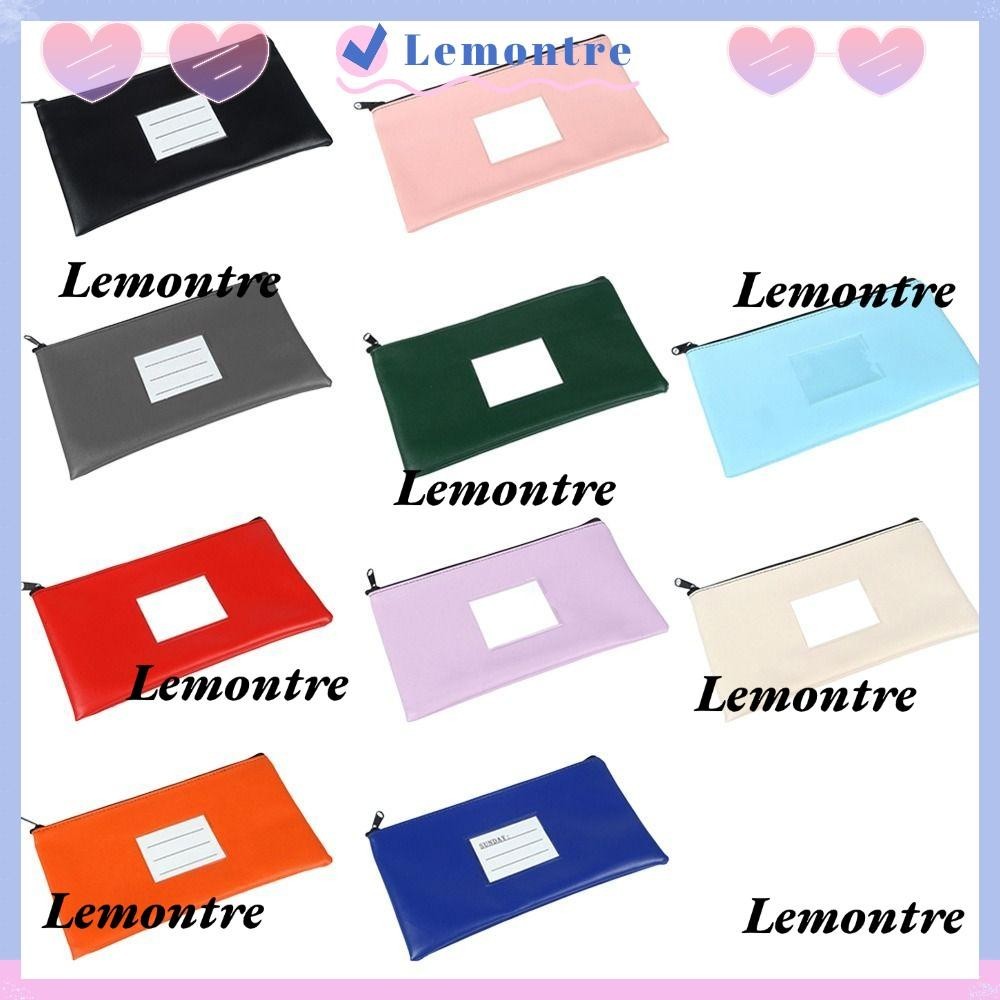 LEMONTRE Bank Bag มีซิปพร้อมฉลาก Bank Deposit Bag, Bank Money Bag Pouch Leather Money Pouch Cash Mon