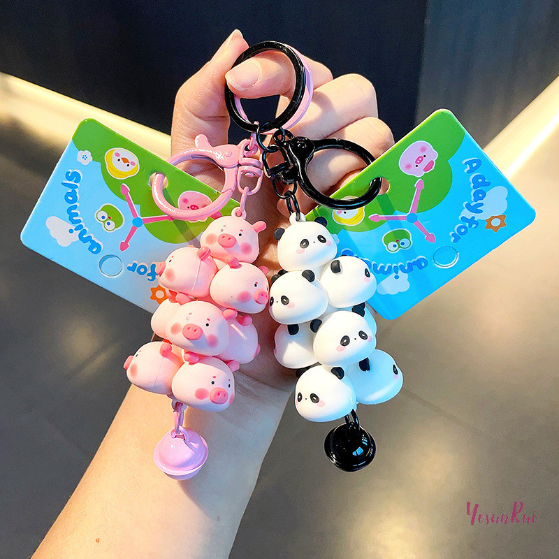 Yosunrui] การ์ตูนสัตว์ Panda Chick Key Chain PVC หมูน่ารักสัตว์เลี้ยง Paradise พวงกุญแจกระเป๋าเป้สะพายหลังจี้พวงกุญแจสําหรับเด็กผู้หญิงของขวัญใหม่