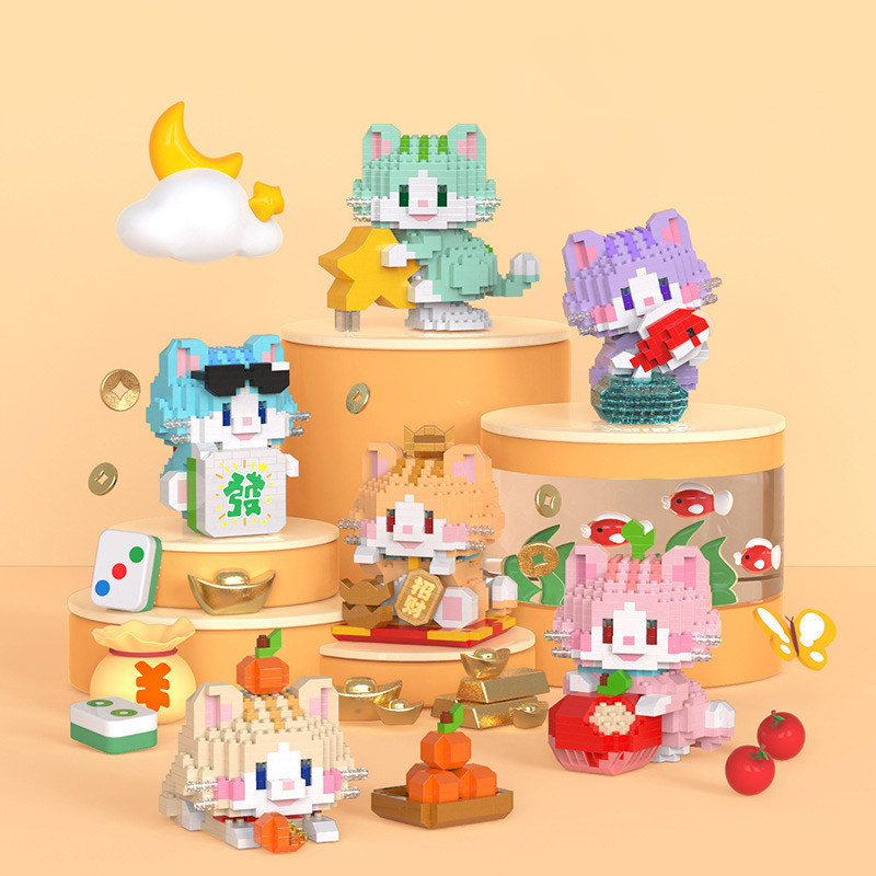 บล็อกตัวต่อ การตูน Cat บล็อกตัวต่อนาโน 3D ของเล่นบล็อกตัวต่อ โมเดลบล็อกตัวต่อ ตัวเล็กตะมุตะมิ น่ารัก