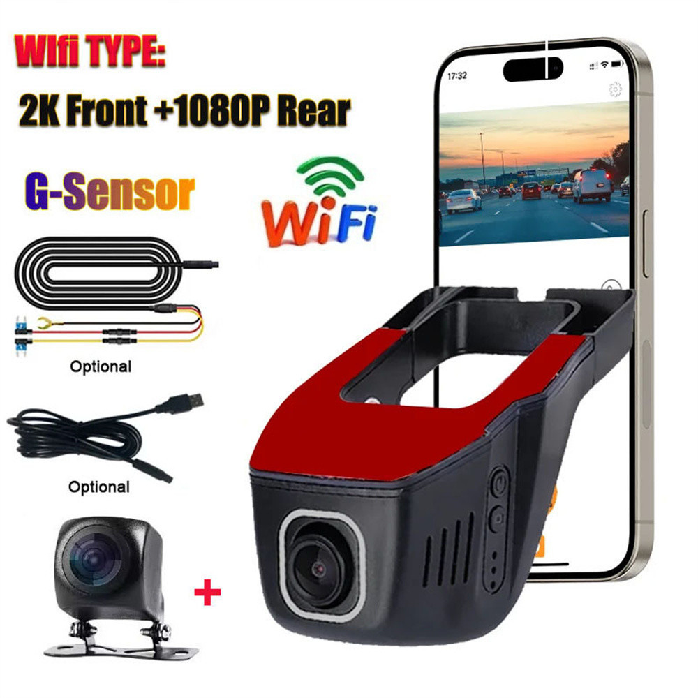Wifi รถ DVR Dash Cam 2K Dashcam Full HD Loop Recording ด้านหน้าและด้านหลัง Dashcam เครื่องบันทึกวิดี