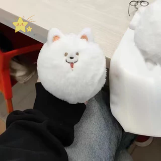 [JBTH] 1PC Samoyed ตุ๊กตาตุ๊กตา Squeak ตุ๊กตาสัตว์พวงกุญแจ Plushies ของเล่นผู้ถือกุญแจกระเป๋าจี้อุปกรณ์เสริมกุญแจรถ [JB]