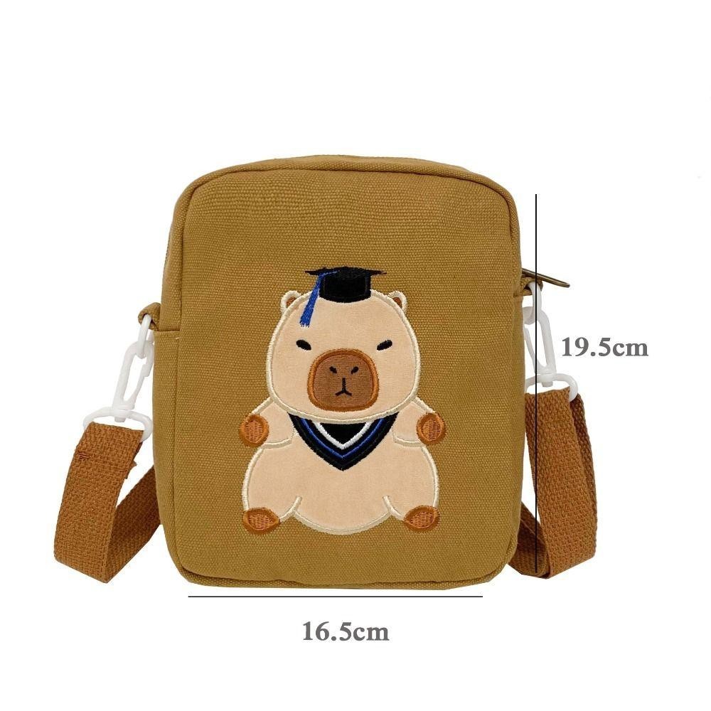 DEALSHOP กระเป๋าสะพายข้าง,กระเป๋าใส่เหรียญการ์ตูน Capybara กระเป๋าสะพาย,น่ารักน้ําหนักเบาผ้าใบซิปกระเป๋าเดินทางโทรศัพท์