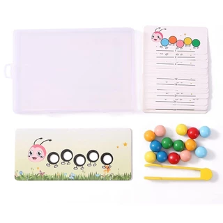 GeeToy คลิปไม้ลูกปัดเกมการจับคู่สีชุดการเรียนรู้ Fine Motor Movement Training Montessori ของเล่นเพื่อการศึกษาสําหรับเด็ก