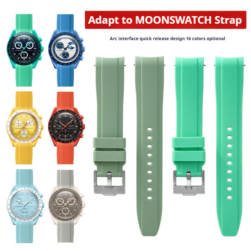 สายยางสําหรับ Omega X Swatch Joint MoonSwatch 20 มม.ผู้ชายผู้หญิงปลายโค้งดําน้ําสายนาฬิกาซิลิโคนสําหรับ Rolex Seamaster 300