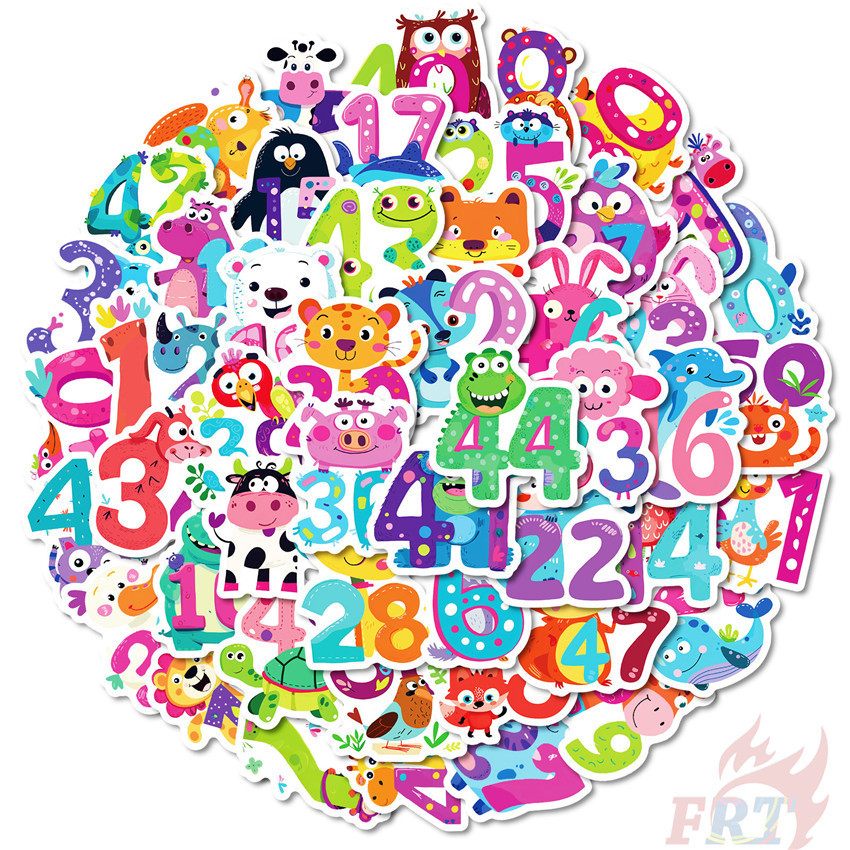 50ชิ้น/เซ็ต ชุดตัวเลขสัตว์ตลก 03 สติ๊กเกอร์รางวัลเด็ก Diy แฟชั่นสติ๊กเกอร์ Doodle กันน้ํา
