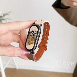 สายรัดสําหรับ Xiaomi Mi Band 10 9 8 สร้อยข้อมือแฟชั่นหนังสายรัดข้อมือ Miband 9NFC Correa Mi Band 5 6 4 3 สาย