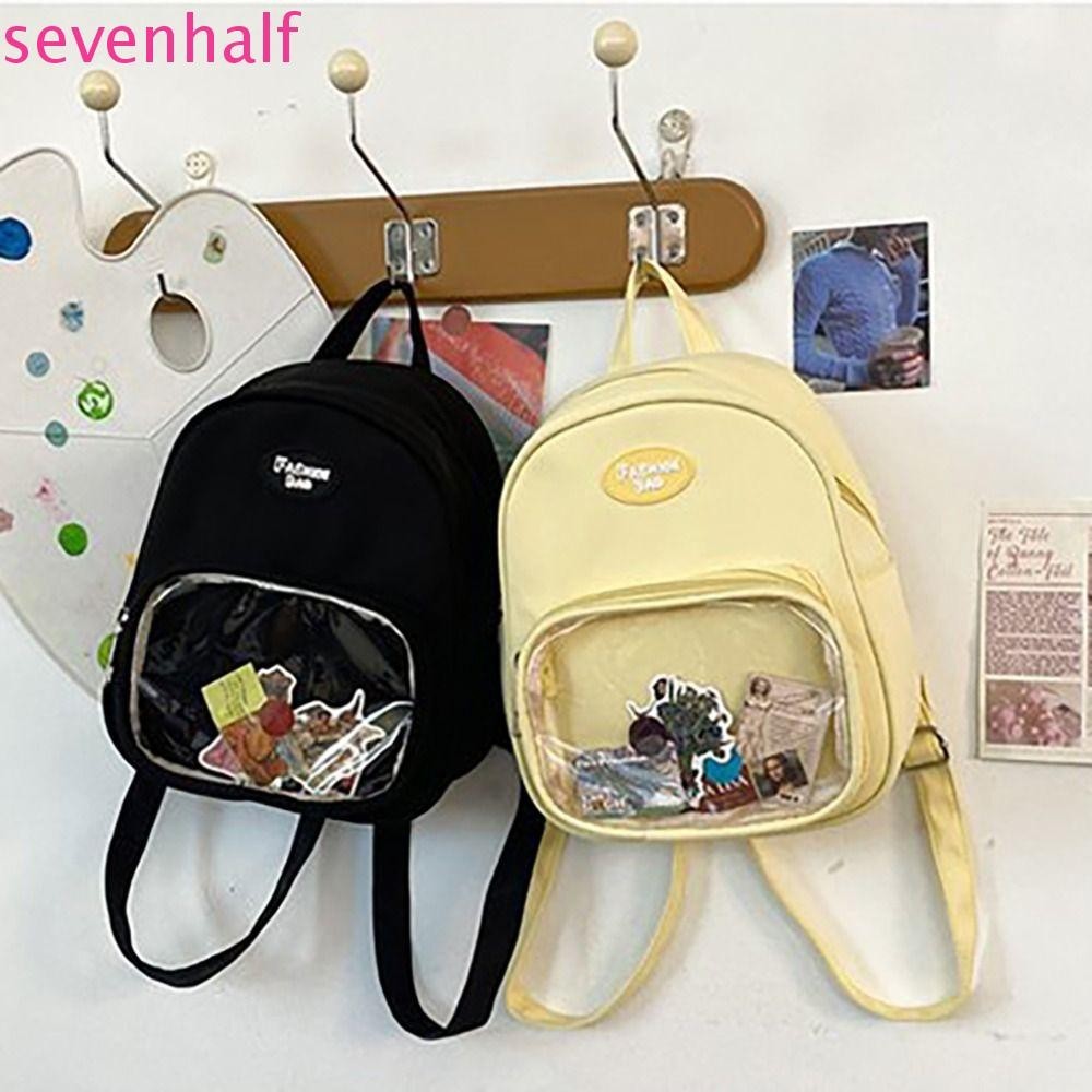 Sevenhalf Mini Ita กระเป๋าเป้สะพายหลัง,มัลติฟังก์ชั่นโปร่งใส Itabag กระเป๋าสะพาย, Kawaii ไนลอนใสกันน้ํากระเป๋าใส Itabag สาววัยรุ่น
