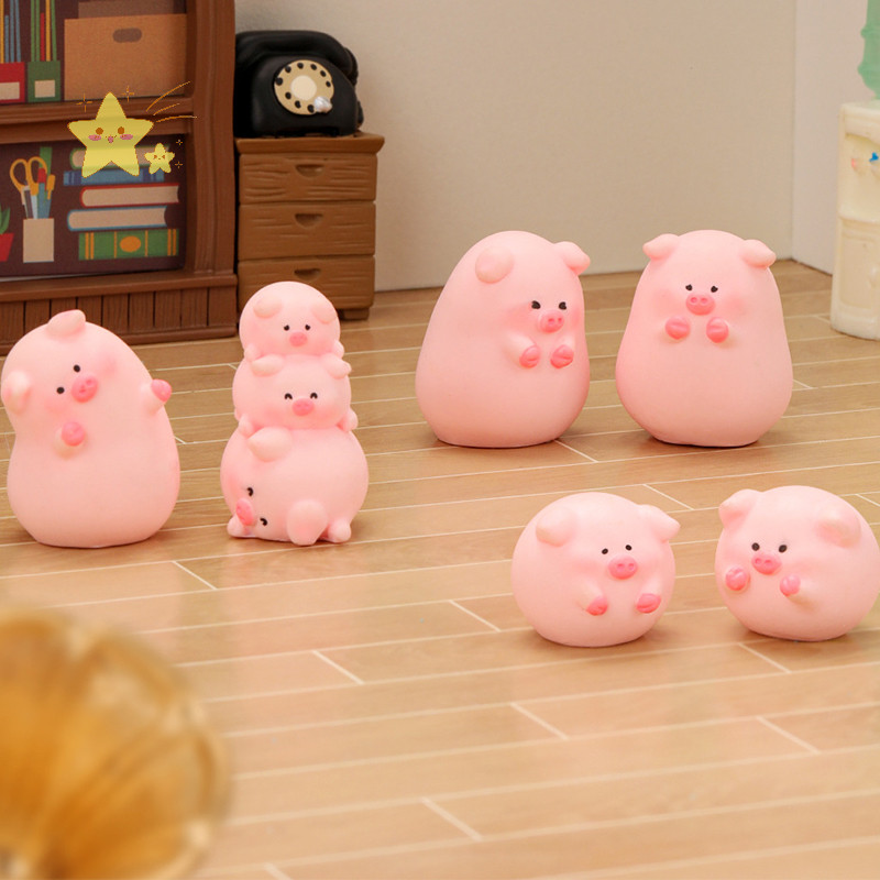 [ฯลฯ] น่ารักมินิลูกหมูเครื่องประดับการ์ตูนหมูหุ่นไมโครภูมิทัศน์ภายในรถตกแต่งเดสก์ทอปที่บ้าน [เจบี]