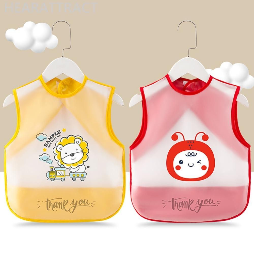 Hearatract ผ้าพันคอแขนกุดเด็กกันน้ําเด็กวัยหัดเดิน Art Smock Feeding Bib ผ้ากันเปื้อนกระเป๋าเด็กทารกหญิง Burp ผ้ากล้วย Bibs สําหรับ 0-5 ปี H7Y6