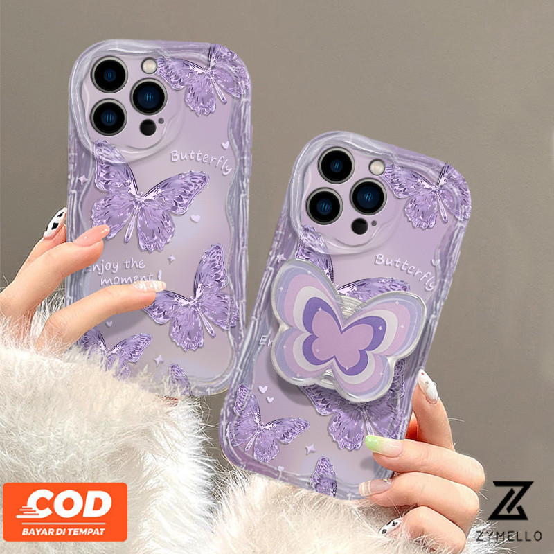 เคส OPPO A6 PRO A5X A5 5G A60 A79 A3X A3 PRO A5 PRO A38 A18 A57 A58 A98 A78 A17K A55 A54 A16 A15 A77 A7 A3S A31 A5S A7 A5S A7 A31 A5S A7 A5S A7 A3 A7 A7 A53 A7 A5S ผีเสื้อสีม่วงโทรศัพท์TPU เคส