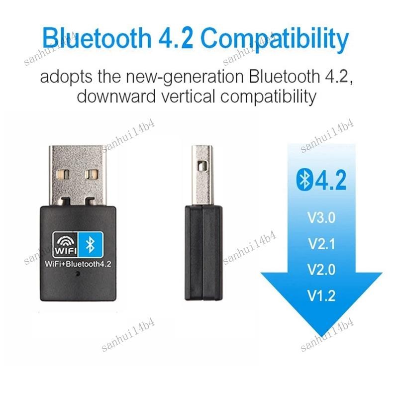 【sanhui14b4 】USB Wifi อะแดปเตอร์ที่รองรับบลูทูธ V4.2 การ์ดเครือข่ายไร้สาย Wifi เสาอากาศเครื่องส่งสัญญาณ PC Lan ตัวรับสัญญาณอินเทอร์เน็ตเปลี่ยน