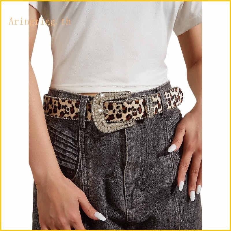 Arin Punk เข็มขัดเอวสําหรับ Jean Heavy Duty Hip Hop เข็มขัดเข็มขัด Glinting หัวเข็มขัดพร้อม Rhinestones Encrusted
