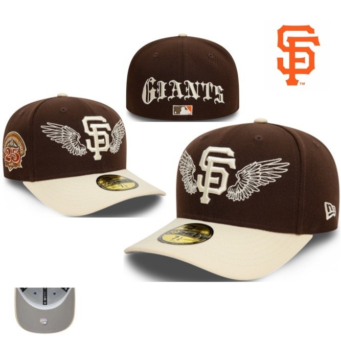 สินค้าคงคลัง Ready MLB Team Wings San Francisco Giants Hat Non Adjustable Large Head Roundage Cap Mens Duck Tongue Curved Eaves Size Cap