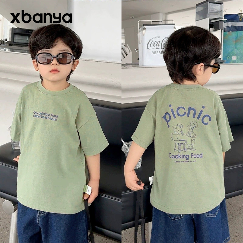 เด็กชายพิมพ์เสื้อยืดแขนสั้นฤดูร้อนสไตล์ฤดูร้อนเสื้อผ้าฤดูร้อนเด็กทารกเด็กเด็กครึ่งแขนด้านบนอินเทรนด์บางฤดูร้อน X4225