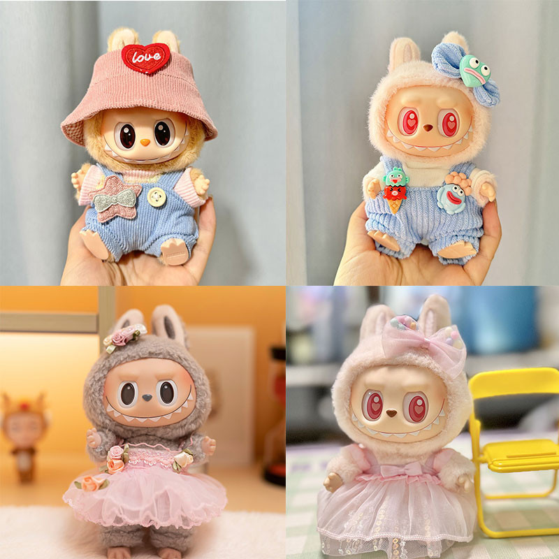 ชุดตุ๊กตา Labubu V1V2 Macaron ชุด ชุดเอี๊ยม