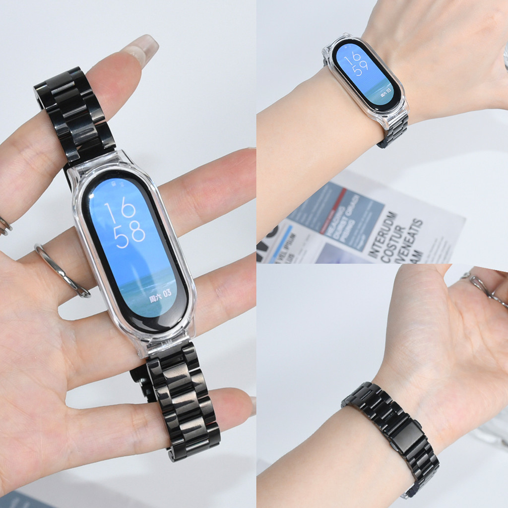 สายโลหะสําหรับ เสี่ยวหมี่ for Xiaomi Mi Band 10 9 8 7 6 5 4 3 สร้อยข้อมือสแตนเลสสําหรับ for Xiaomi Mi Band 10 9 8 สายสําหรับ ไมล์ วงดนตรี 6 5 4 ไมล์ วงดนตรี 7 สายรัดข้อมืออุป