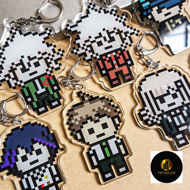 Hinata Hajime Nagito Komaeda อะนิเมะพวงกุญแจ Danganronpa พิกเซลสไตล์อะคริลิคพวงกุญแจผู้หญิง Kawaii ก