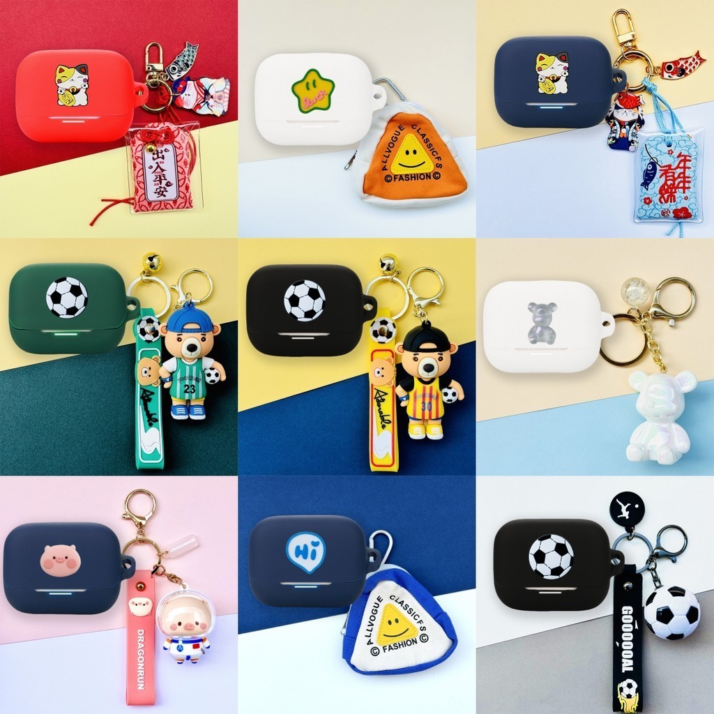 For Anker Soundcore K20i Case Cartoon Fortune Cat Keychain Cute Silicone Soft Case Soccer Bear Pendant Soundcore K20i Shockproof Shell Protective Cover