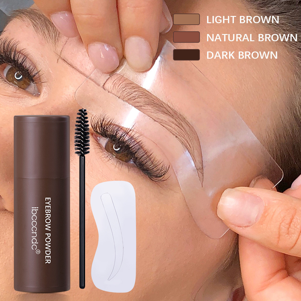 Ibcccndc Eyebrow Stamp Stencil Kit One Step Shaping - Brow Powder Makeup พร้อมมีดโกนลายฉลุแบบใช้ซ้ําได้ 10 อัน