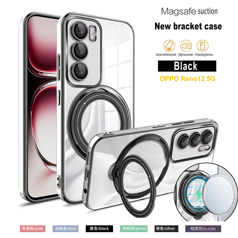 เกราะแหวนวงเล็บปลอกแม่เหล็กสําหรับoppo Reno12 Pro Reno12Pro Reno 12 5GกันกระแทกStentเคสโทรศัพท์เลนส์ป้องกันปกหลัง