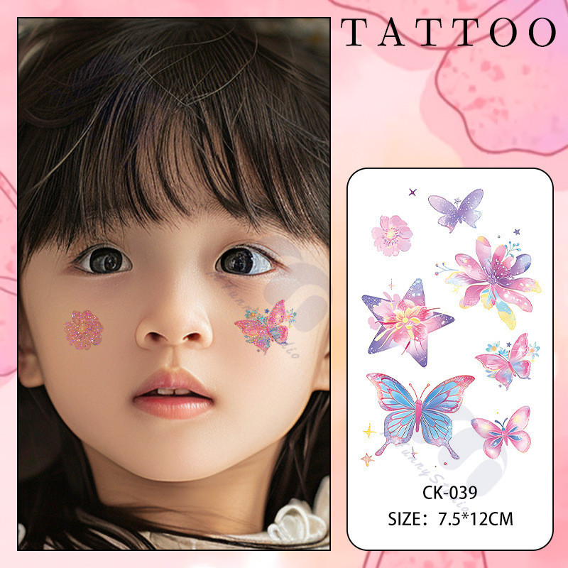 【MF Magic Tattoo】รอยสักผีเสื้อ รอยสักชั่วคราวติดทนนาน 3-6 วันกันน้ํา และทนทาน 039