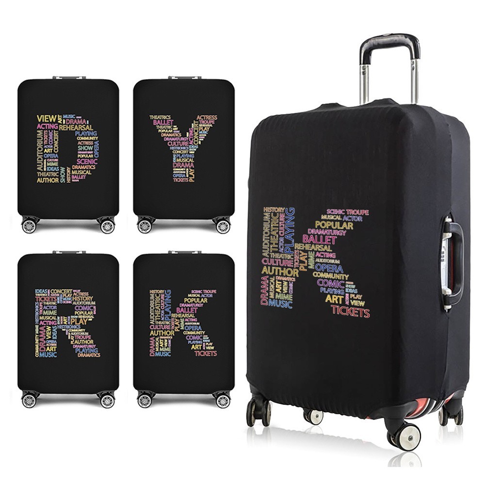 ผ้าคลุมกระเป๋าเดินทาง สีพื้น ยืด Luggage Cover S/M/L/XL  ผ้าหนาอย่างดี ผ้าคลุมกระเป๋าเดินทาง text letter ซีรีส์ ในสต็อก