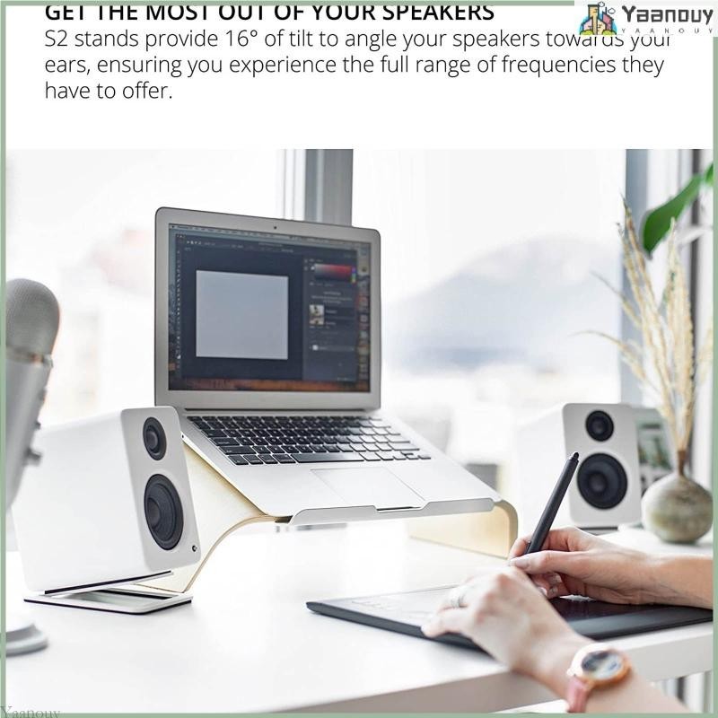 Yaa ขาตั้งลําโพงเดสก์ท็อปวงเล็บโลหะลําโพงคอมพิวเตอร์ขาตั้งเอียงผู้ถือชั้นวางสําหรับ Kanto s YU4 Active ลําโพง
