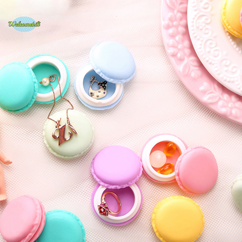 [ยินดีต้อนรับ] แบบพกพาวงกลมน่ารักแฟชั่นมินิ มาการอง คุกกี้ออกแบบลูกอมสีกล่องเก็บกล่องเครื่องประดับมินิช็อคโกแลตขนมกล่องใหม่