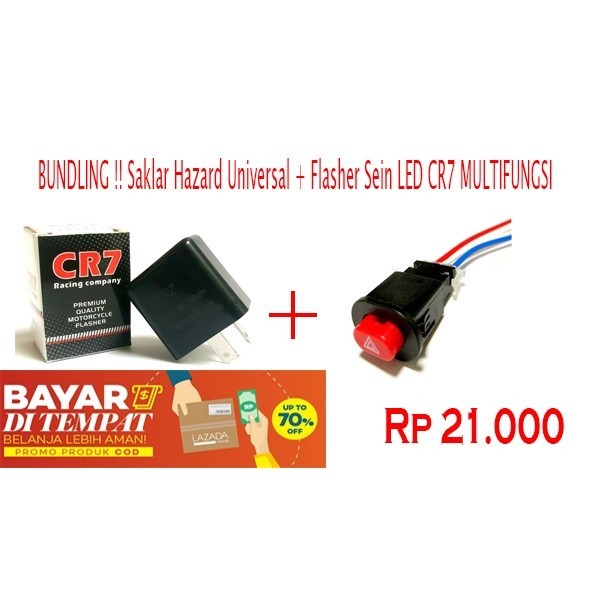 TOMBOL Hazard Light On Off Button Switch / Motorcycle Hazard Switch / Universal Hazard On Off Switch