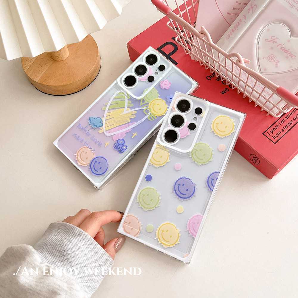 โปร่งใส Love Heart Smile คู่นุ่มสําหรับ OPPO Reno 12 Pro 11F 11 10 Pro 8T 8 7z 8z 5F 5 7 5G Clear ฝาหลัง