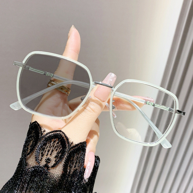 (-0~-400) โฟโตโครมิก แว่นสายตาสั้น แว่นเปลี่ยนสีแฟชั่น กรอบแว่น ตร ทรงเหลี่ยมชายและหญิง-75,-125,-175,-225,-275,-325