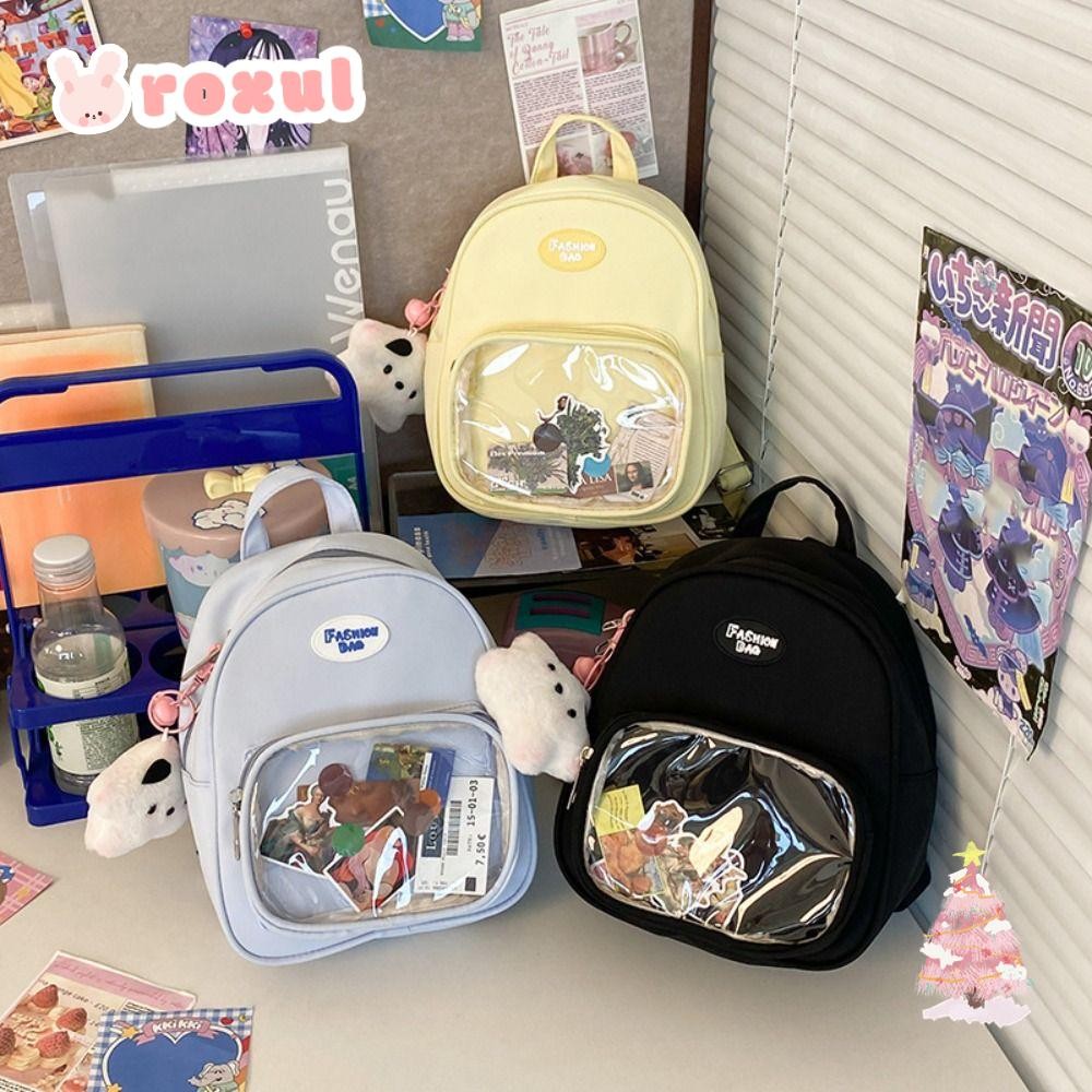 Roxul Harajuku กระเป๋าเป้สะพายหลัง,ไนลอนใส Kawaii Itabag, Mini สไตล์ญี่ปุ่นกระเป๋าตุ๊กตากระเป๋า PVC