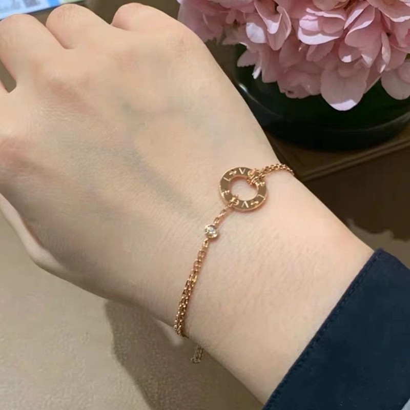 Cartier/cartier Love Round Cake Bracelet 18K Rose Gold Diamond Round Double Chain Womens Bracelet