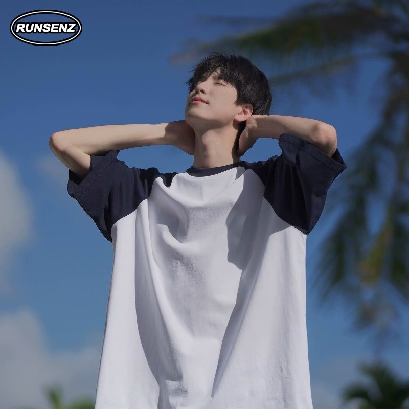 M-8xl เกาหลีการออกแบบ Sense Raglan T เสื้อผู้ชาย Plus ขนาดรอบคอลําลองหลวม Oversize Tee ราคา ถูกที่สุด ดีลบีเคเค แกลเลอรีภาพที่ 2