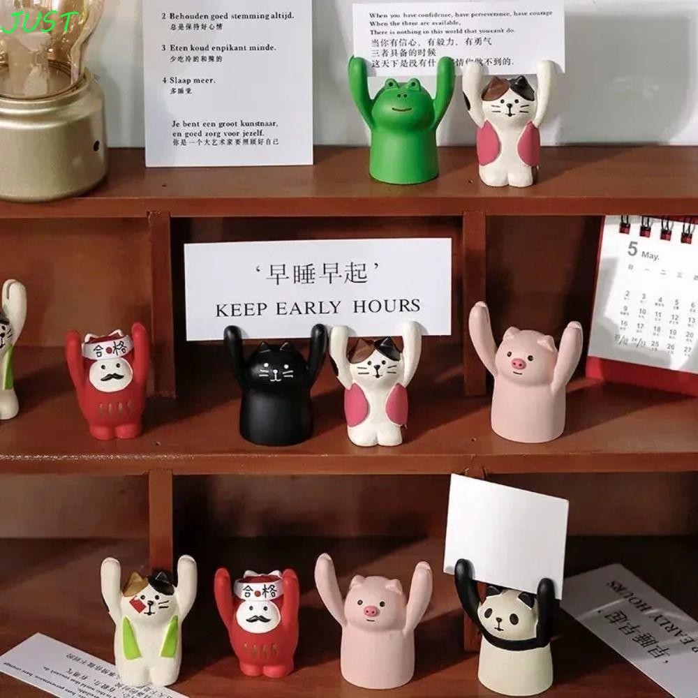 Just Desktop Memo Clip Holder, Messege Picture Hand Raising Card Clip, Kawaii Resin Panda Animal Shaped Photo Stander Clip โรม