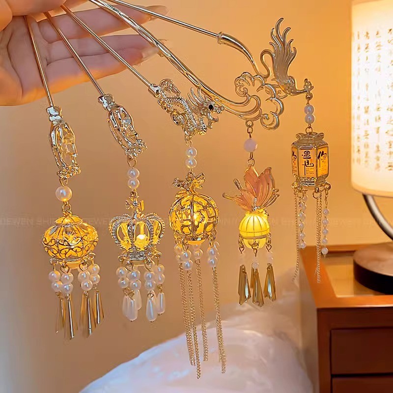 Will Glow Palace Lantern Hairpin 2025 กิ๊บติดผมพู่สไตล์ใหม่