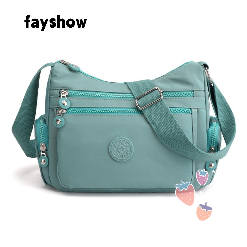 Fay กระเป๋าสะพาย,กระเป๋าสะพาย CrossBody หลายชั้นกันน้ํา,กระเป๋าสะพายไนลอนพิมพ์ลายสุภาพสตรี