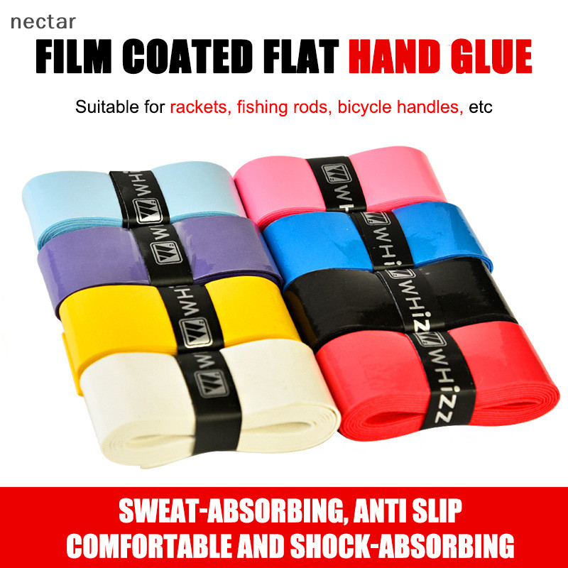 Tar Anti Slip ไม้แบดมินตันมือกาว Damping ไม้เทนนิสฟิล์มเคลือบแบนเทปดูดซับเหงื่อห่อด้วยสายรัด N