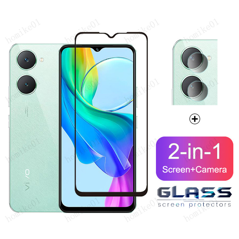 2 in 1 ฟิล์ม Vivo Y03t ฟิล์มกระจก HD ฟิมล์กระจก Vivo Y03 Y02 Y02s Y02A Y02t Y01 Y38 Y28 Y18 Y17 Y17s