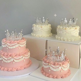 พลาสติก พลอยเทียม ไข่มุกมงกุฎเค้กวันเกิดอุปกรณ์ตกแต่งงานเลี้…