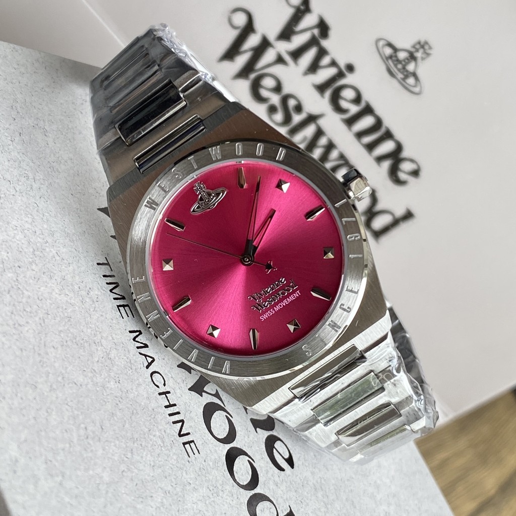 Vivienne westwood Pink Sun Pattern Dial พร้อมสายสแตนเลส VV244 นาฬิกา 33MM Box