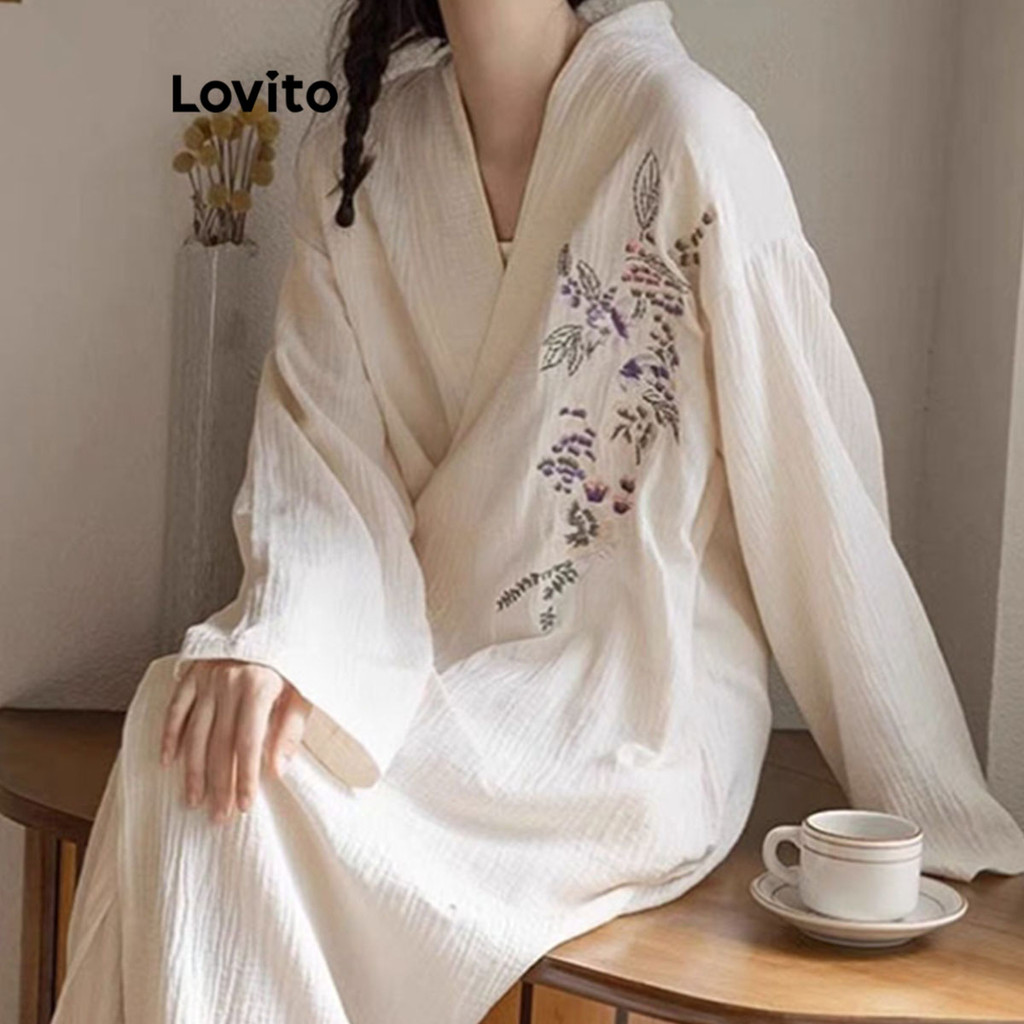 Lovito เสื้อคลุมลายธรรมดาสำหรับผู้หญิง LNA75208