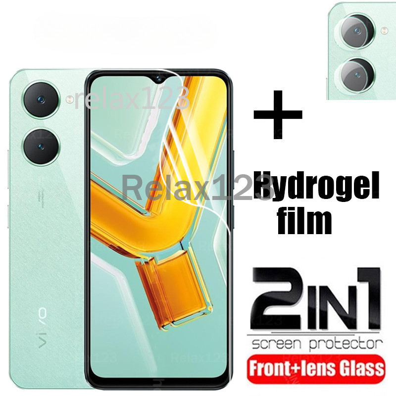 Vivo Y03T 4G 2in1 ฟิล์มไฮโดรเจลด้านหน้าและฟิล์มเลนส์สําหรับVivo Y03T 4G VivoY03T 4G VivoY03 4G 2024 