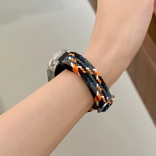 สายรัดไนลอนแบบปรับได้สําหรับ Xiaomi Mi band 10 9 8 สร้อยข้อมือยางยืด miband 7 6 5 4 3 NFC Braided Solo Loop สายรัดข้อมือ